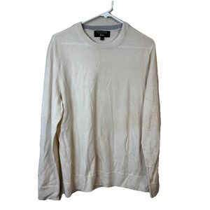 Banana Republic Mens Large  Baruffa Merino Wool Sweater  Gypsum White Crew Neck